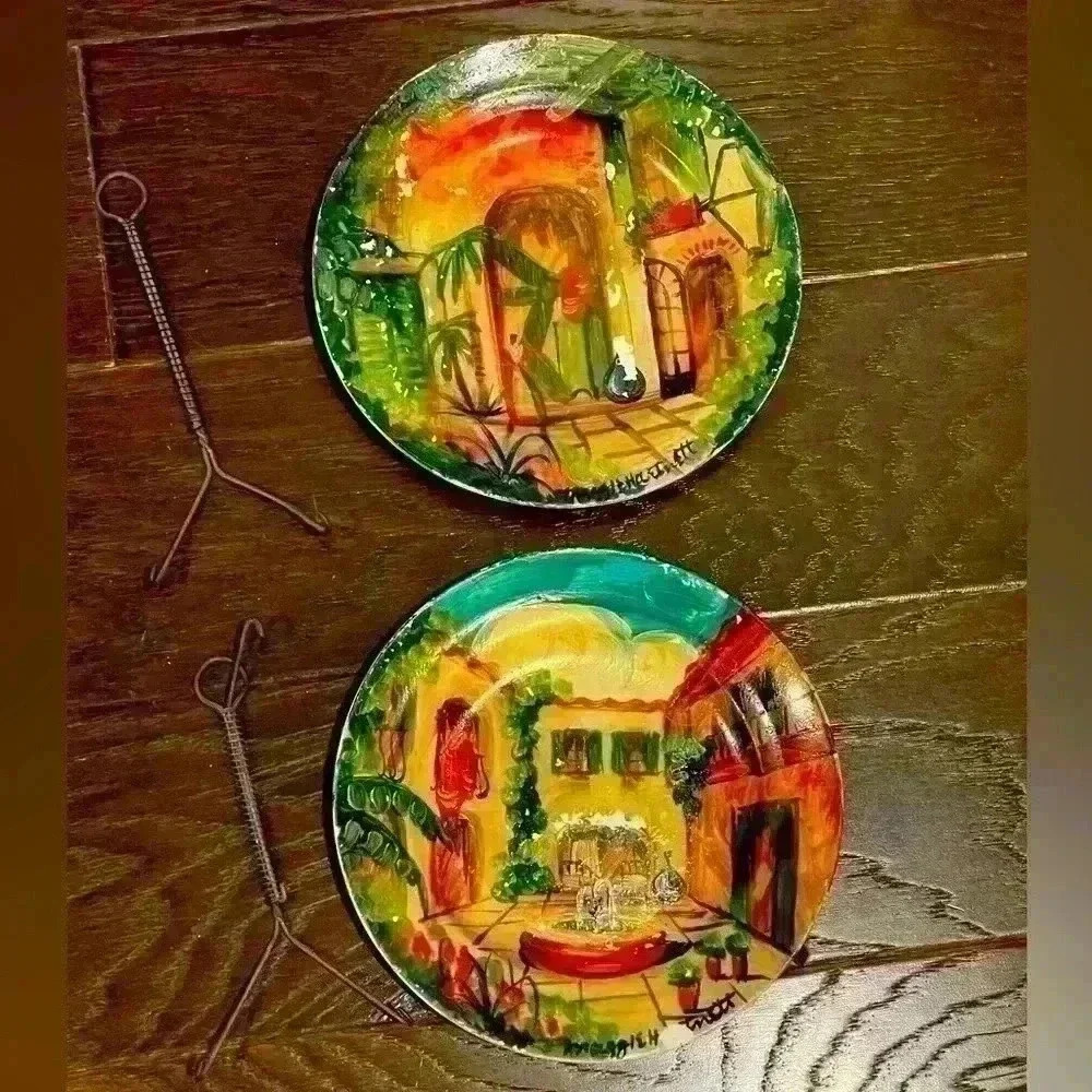 Vintage Maggie Hartnett Painted Plates